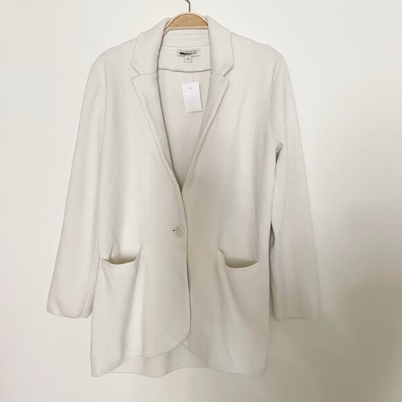 J. Crew Cecile Relaxed sweater-blazer Ivory Merino Wool Blend Size XS BF013 NWT - Picture 4 of 12